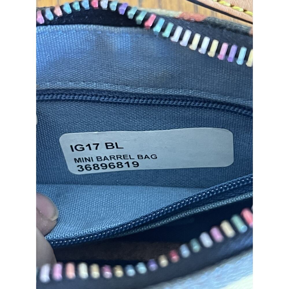 Dooney And Bourke Mini Barrel Bag Scribble Multicolor Monogram Y2K Vintage - Picture 13 of 14